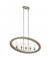 Suspension Grand Verre transparent,acier Gris antique 5 ampoules 40,7cm