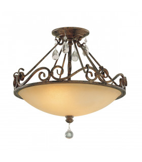 Plafón Chateau Glass, acero Mocha bronce 2 bombillas 33,4cm