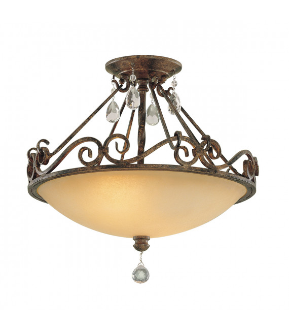 Plafón Chateau Glass, acero Mocha bronce 2 bombillas 33,4cm
