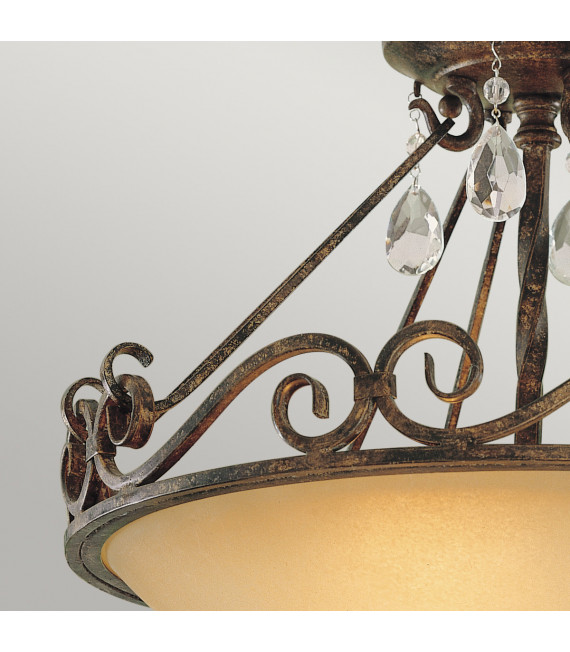 Ceiling light Chateau Glass, steel Mocha bronze 2 bulbs 33.4cm