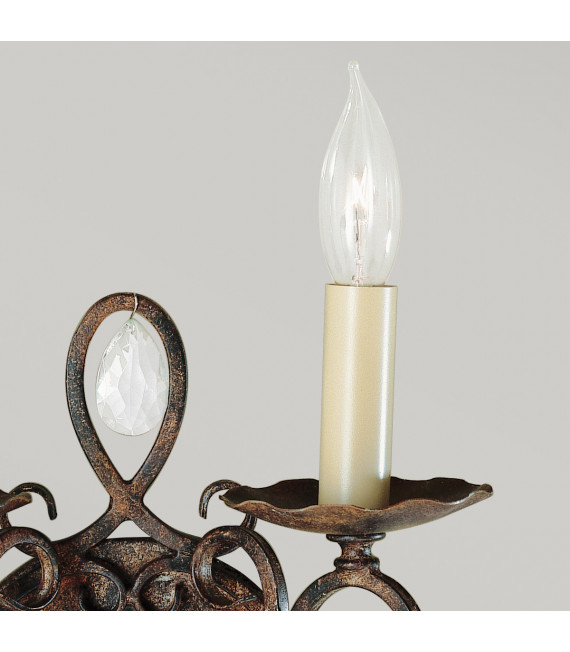 Applique murale Chateau Acier,cristal Bronze moka 2 ampoules 29,8cm