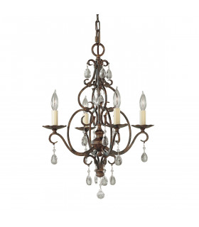 Kronleuchter ohne Lampenschirme Chateau Cristal, Stahl mokkabronze 4-flammig 54,9cm