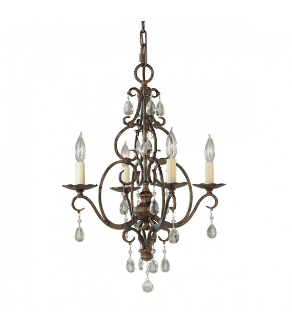 Chandelier without lampshades Chateau Cristal, mocha bronze steel 4 bulbs 54.9cm