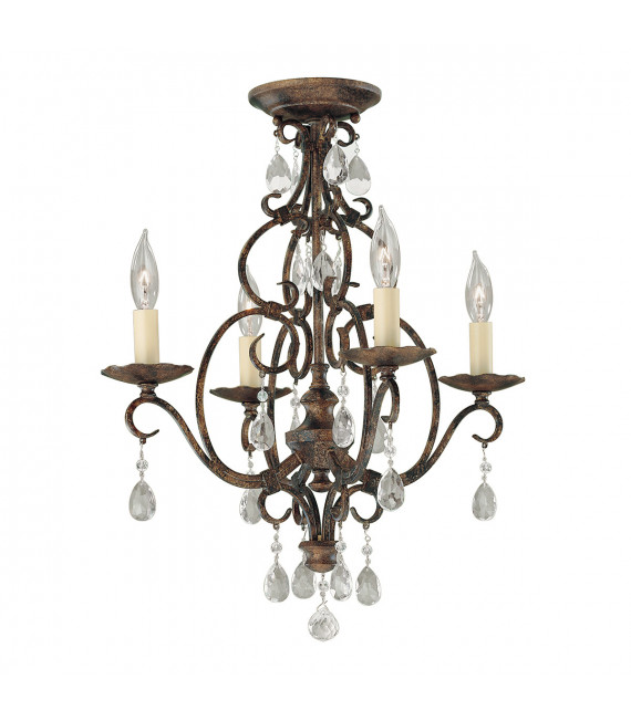 Chandelier without lampshades Chateau Cristal, mocha bronze steel 4 bulbs 54.9cm