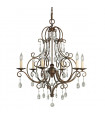 Chandelier sans abats jours Chateau Cristal,acier Bronze moka 6 ampoules 76,2cm