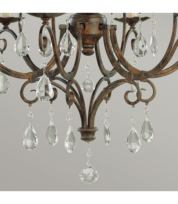 Kronleuchter ohne Lampenschirme Chateau Cristal, Stahl mokkabronze 6-flammig 76,2cm
