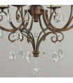 Chandelier sans abats jours Chateau Cristal,acier Bronze moka 6 ampoules 76,2cm