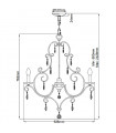 Chandelier without lampshades Chateau Cristal, mocha bronze steel 6 bulbs 76.2cm