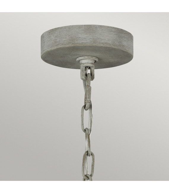Lampadario senza paralumi Maryville Legno, acciaio Grigio lavato 6 lampadine 74,3 cm