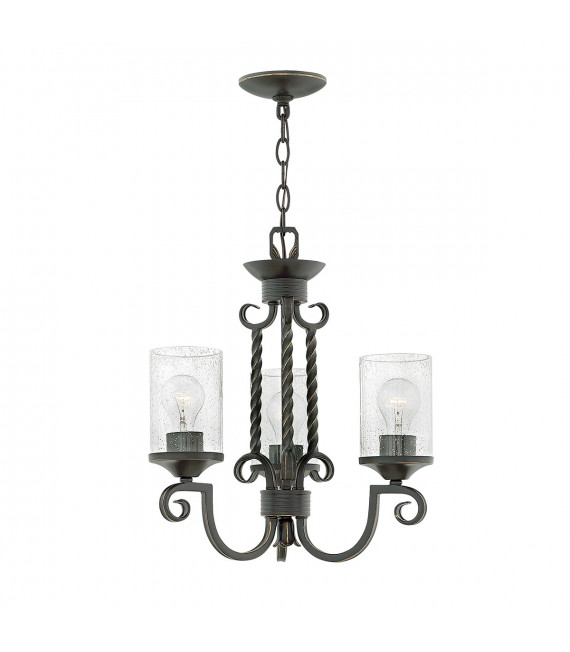 Lampada a sospensione Casa Metallo, vetro semitrasparente Nero invecchiato 3 lampadine 47cm