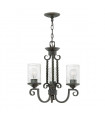 Suspension Casa Métal,verre à graines transparentes Noir vieilli 3 ampoules 47cm