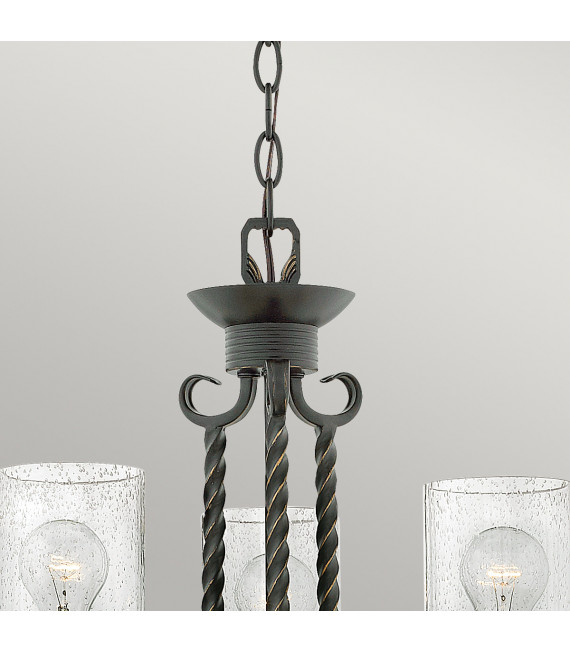 Casa Pendelleuchte Metall, klares Saatglas Altschwarz 3-flammig 47cm