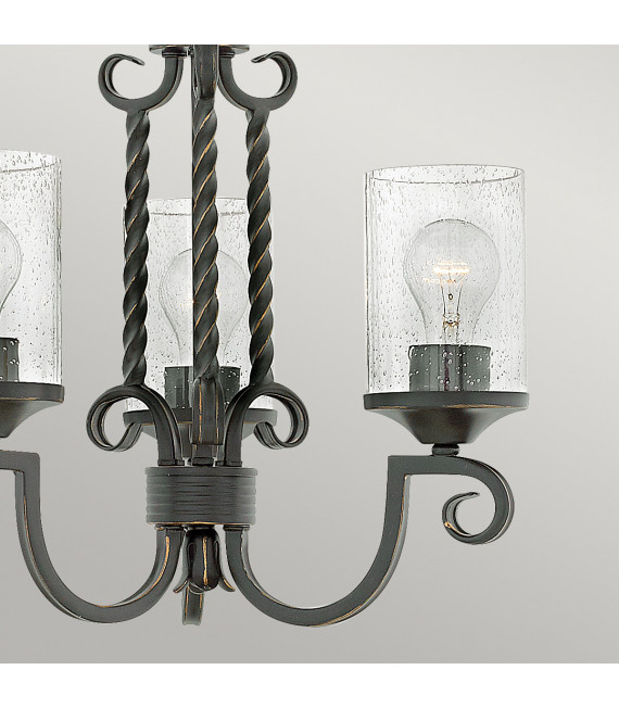 Casa Pendelleuchte Metall, klares Saatglas Altschwarz 3-flammig 47cm