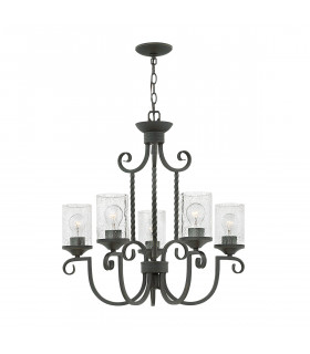 Lampada a sospensione Casa Metallo, vetro semitrasparente Nero invecchiato 5 lampadine 64,8 cm