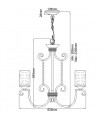 Suspension Casa Métal,verre à graines transparentes Noir vieilli 5 ampoules 64,8cm