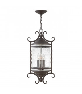Lampada a sospensione lanterna Casa Alluminio, vetro semitrasparente Nero invecchiato 3 lampadine 59,8 cm