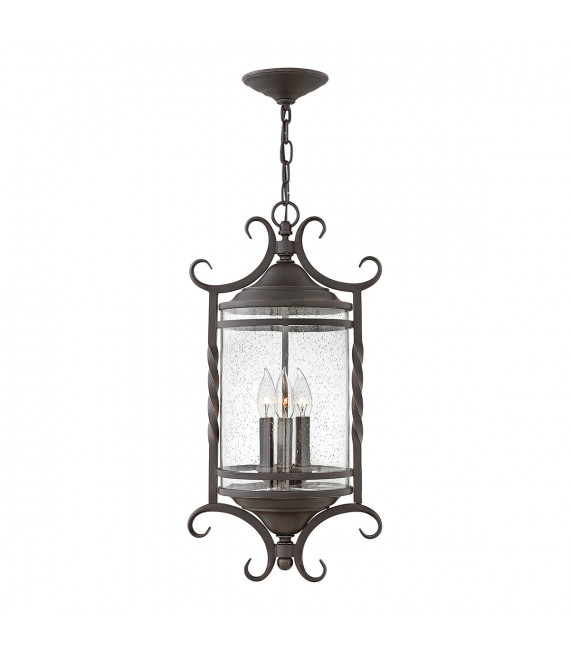 Lampada a sospensione lanterna Casa Alluminio, vetro semitrasparente Nero invecchiato 3 lampadine 59,8 cm