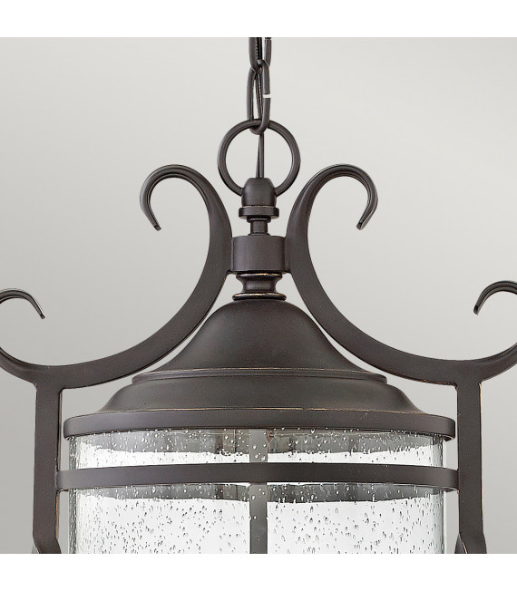 Casa Laterne Pendelleuchte Aluminium, klares Saatglas gealtert schwarz 3-flammig 59,8cm