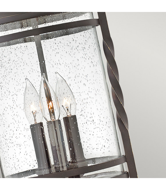 Casa Laterne Pendelleuchte Aluminium, klares Saatglas gealtert schwarz 3-flammig 59,8cm