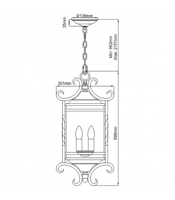 Casa linterna lámpara colgante Aluminio, cristal transparente sembrado Negro envejecido 3 bombillas 59,8cm