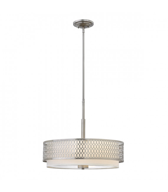Suspension Jules acier,lin blanc Nickel brossé 3 ampoules 47,1cm