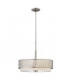 Jules pendant light steel, white linen Brushed nickel 3 bulbs 47.1cm