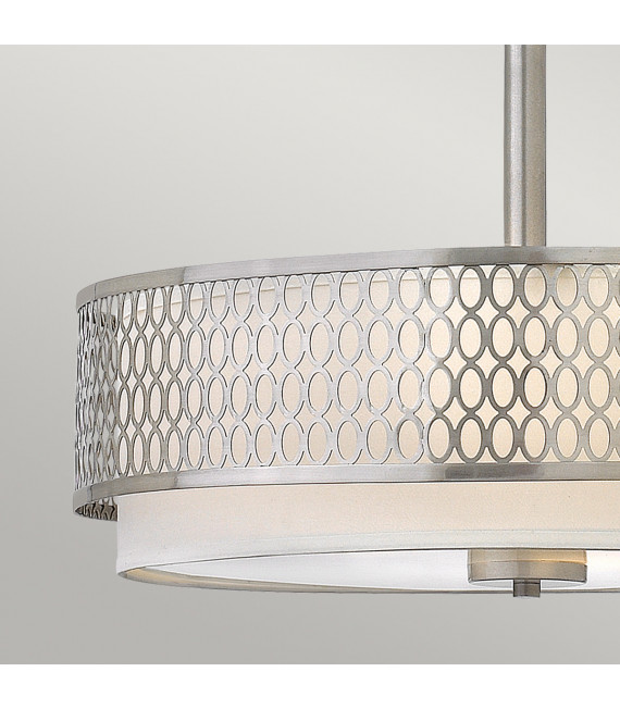 Jules pendant light steel, white linen Brushed nickel 3 bulbs 47.1cm