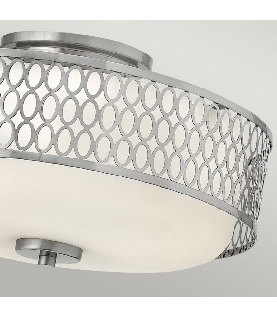 Ceiling light Jules Steel, etched opal glass Brushed nickel 3 bulbs 22.1cm