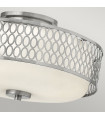 Plafonnier Jules Acier,verre opal gravé Nickel brossé 3 ampoules 22,1cm
