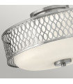 Plafonnier Jules Acier,verre opal gravé Nickel brossé 3 ampoules 22,1cm