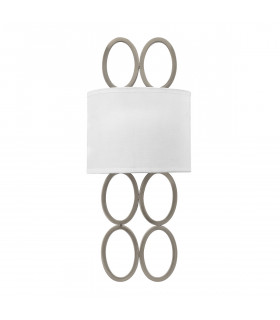 Lampada con paralume Jules Lin bianco, acciaio nichel spazzolato 2 lampadine 51,5 cm