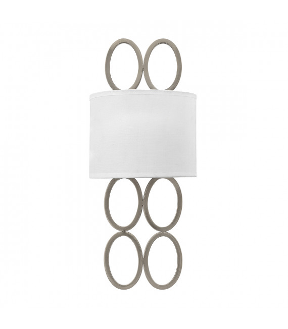 Lampe mit Lampenschirm Jules Lin weiß, Nickelstahl gebürstet 2 flammig 51,5cm
