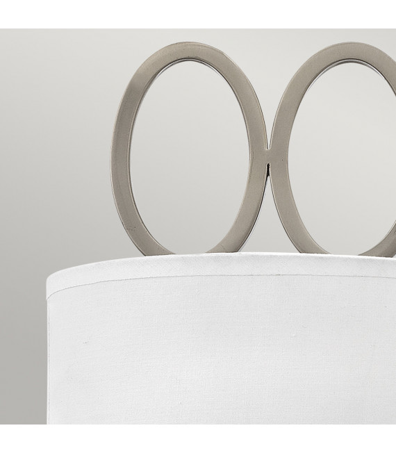 Lamp with lampshade Jules Lin white, brushed nickel steel 2 bulbs 51.5cm