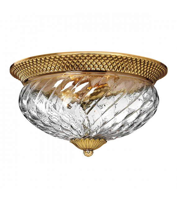 Plafoniera Plantation Ottone massiccio, trasparente Ottone bruciato 3 lampadine 22,3 cm