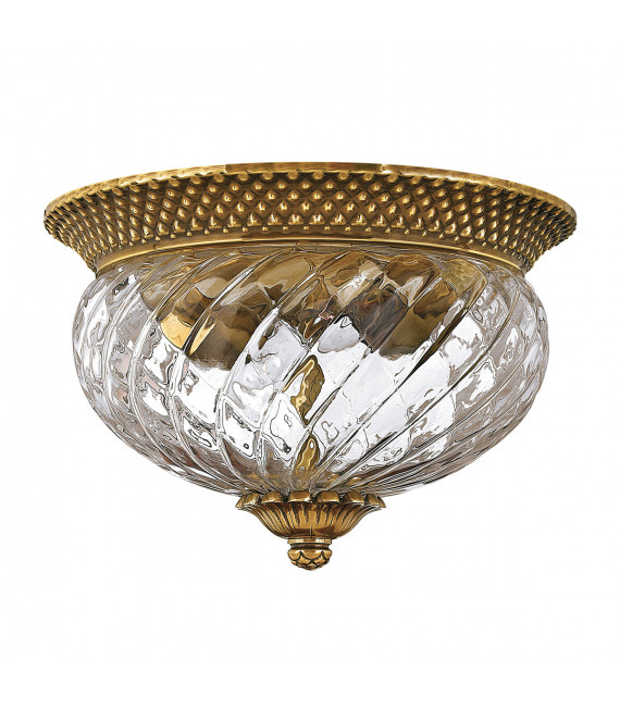 Ceiling light Plantation Solid brass, Transparent Burnt brass 2 bulbs 20cm