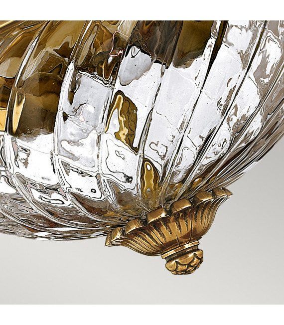 Ceiling light Plantation Solid brass, Transparent Burnt brass 2 bulbs 20cm