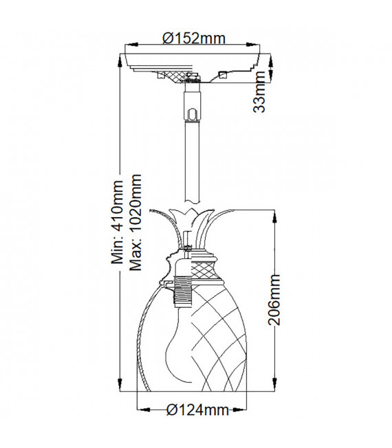 Plantation pendant lamp Solid brass, Clear Burnt brass 1 bulb 20.6cm
