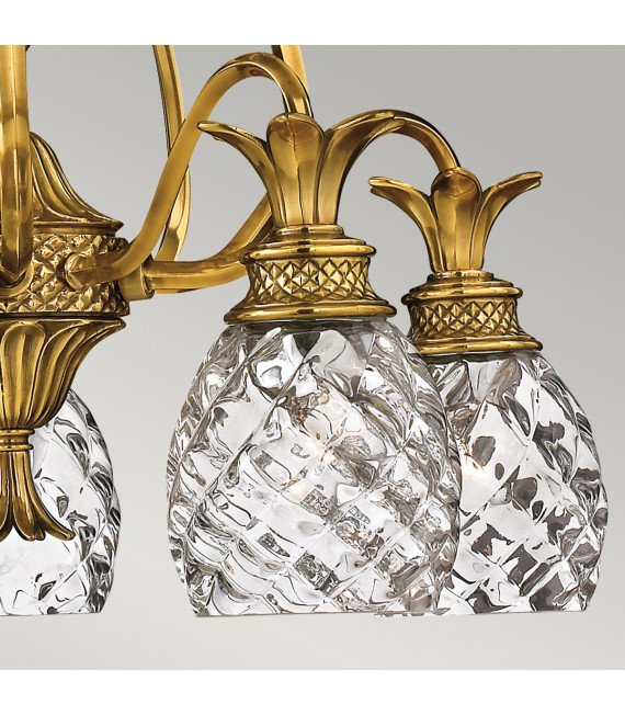 Plantation pendant lamp Solid brass, Transparent Burnt brass 5 bulbs 62.2cm