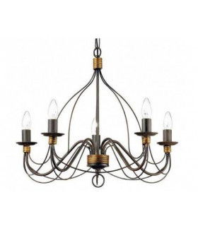 Chandelier without lampshades Corte Rust brown metal 8 bulbs 80cm