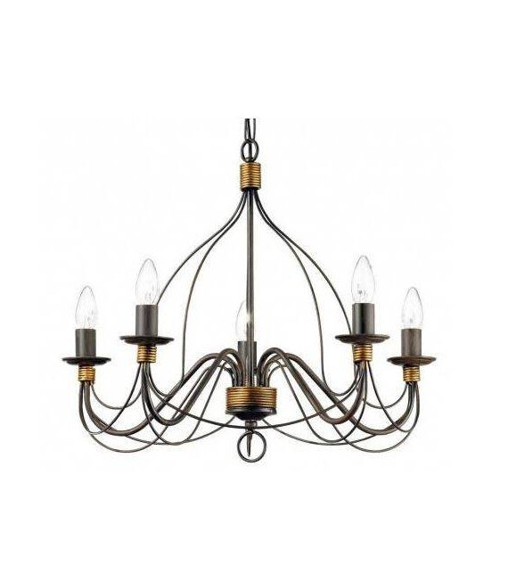Lampadario senza paralumi Corte Metallo marrone ruggine 8 lampadine 80cm