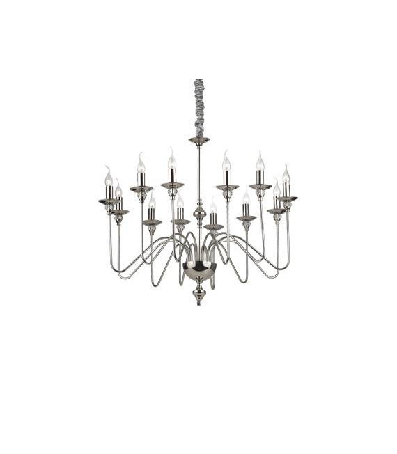 Chandelier sans abats jours Artu Cristal,métal Chrome 12 ampoules 98cm