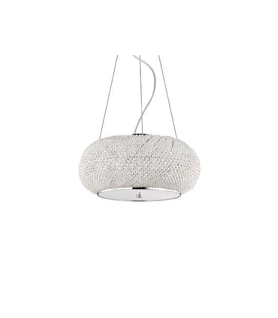 Suspensión LED integrada Pasha Glass, cristal, metal cromado 6 bombillas 28cm