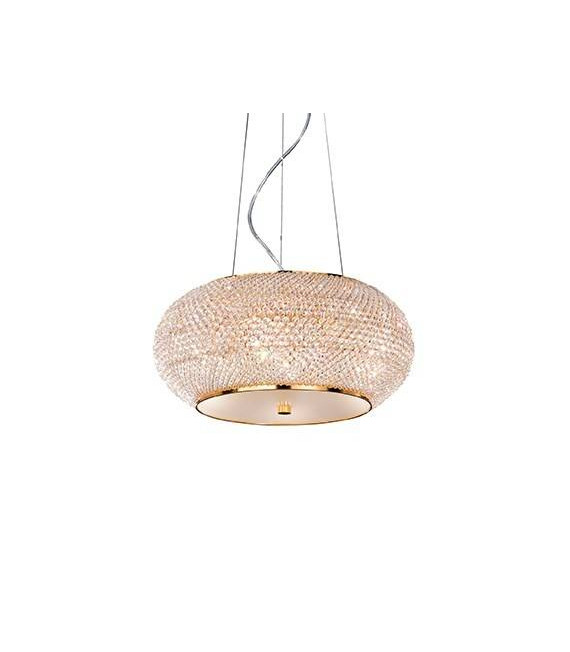 Suspension LED intégré Pasha Verre,cristal,métal Or 6 ampoules 28cm
