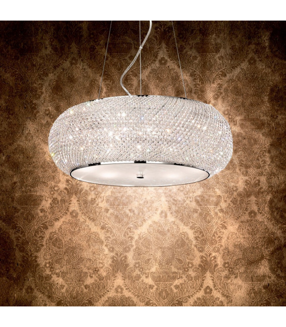 Integrierte LED-Aufhängung Pasha Glas, Kristall, Chrommetall 10 Glühbirnen 28cm