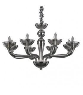 Candelabro senza paralumi Casanova Vetro Fumè 8 lampadine 70cm