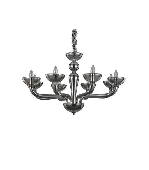 Candelabro senza paralumi Casanova Vetro Fumè 8 lampadine 70cm