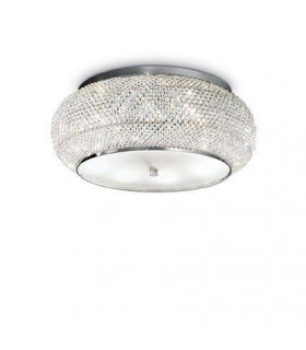 Plafoniera design Pasha Vetro, cristallo, metallo cromato 10 lampadine 21cm