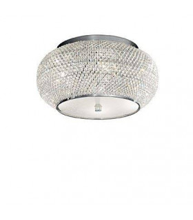 Design-Deckenleuchte Pasha Glas, Kristall, verchromtes Metall 6 Glühbirnen 22cm