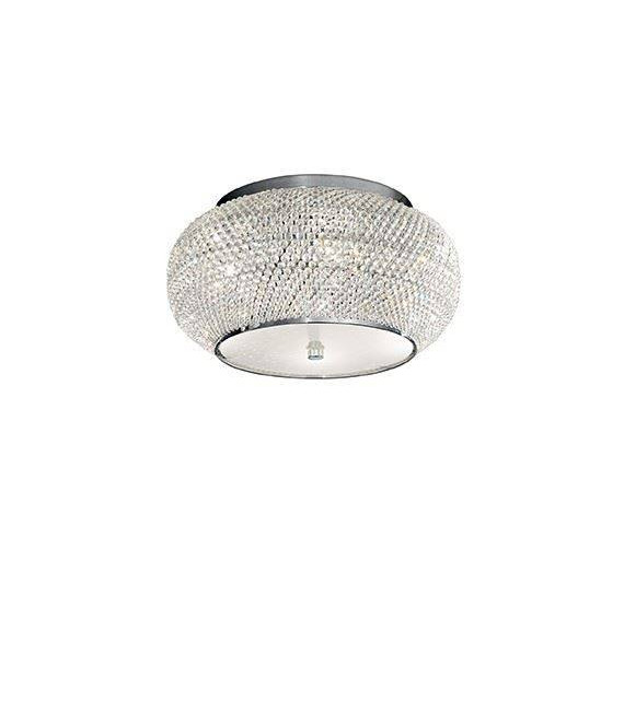 Design ceiling lamp Pasha Glass, crystal, chrome metal 6 bulbs 22cm