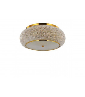 Plafoniera design Pasha Vetro, cristallo, metallo dorato 10 lampadine 21cm